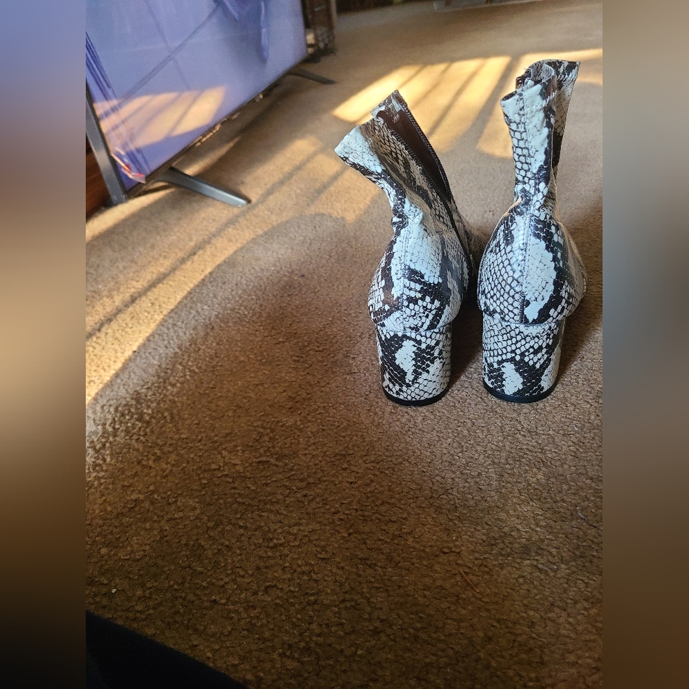 Never Worn. Faux Python, Snake Bootie. Side Zip. - image 3
